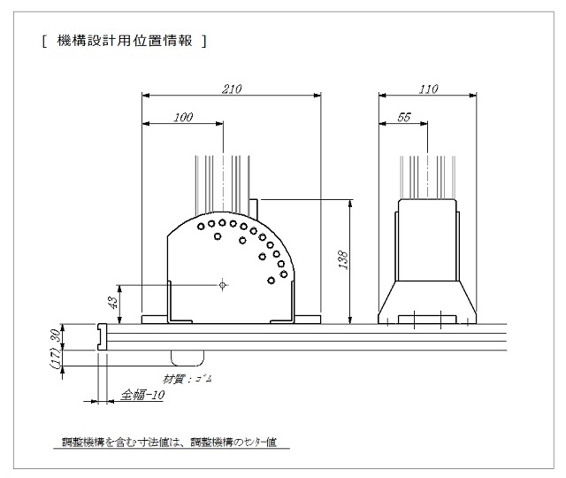 主柱傾斜ベースをステージ、カメラスタンド、検査台への取付寸法図。ミスミ、SUSと互換のアルミフレームに取付、固定、クランプできる寸法です。ブラケットやスタンド、金具などの治具を使うことなく即座にカメラ、照明の主軸を角度調整、可変を実現します。